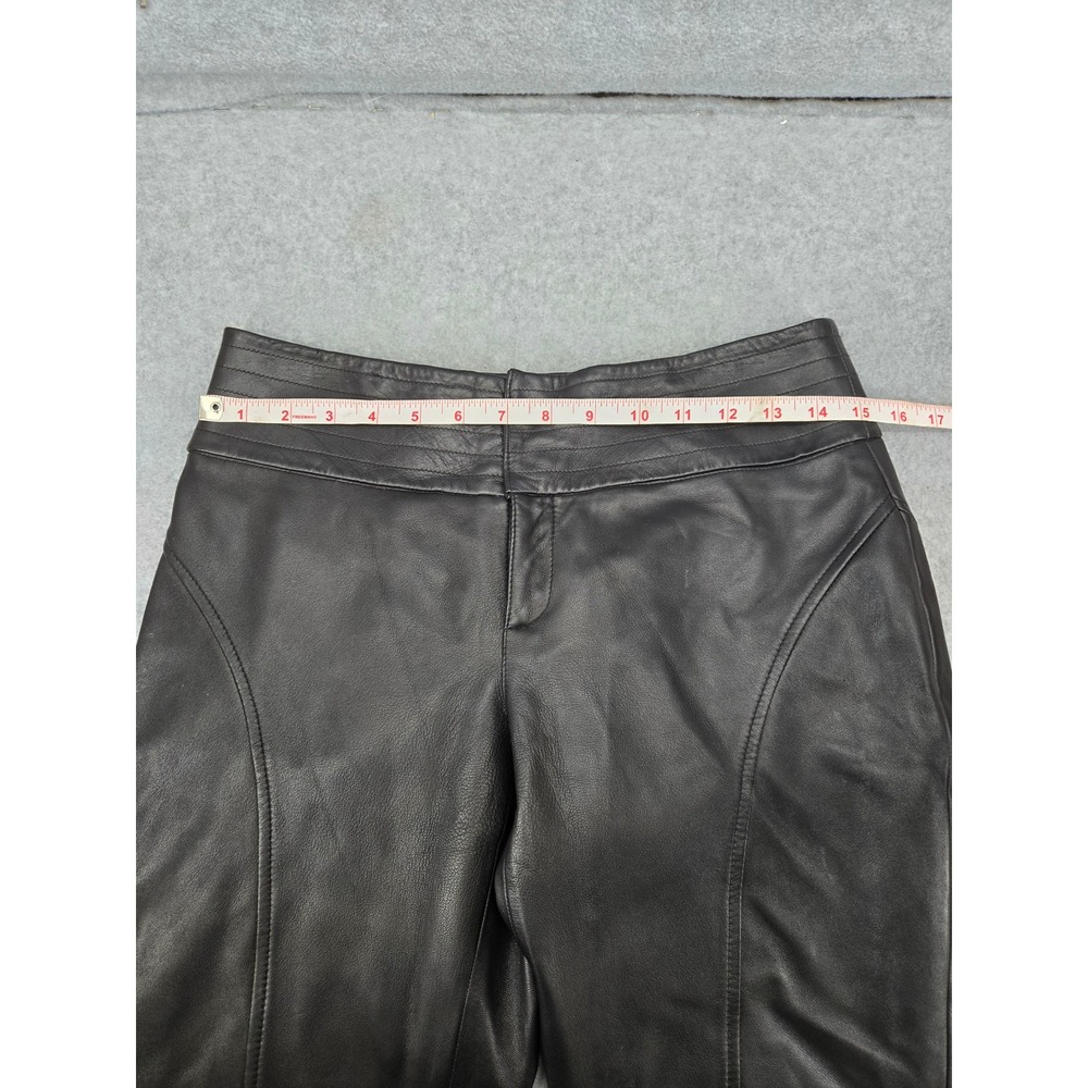Elements by Vakko Black Leather Paneled Flare Pants Mid Rise Bootcut 4/30 - Picture 6 of 9